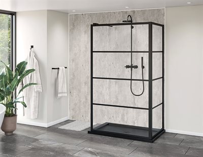 Latitude Fixed shower panels, corner, 5/16 (8 mm) glass, 79 H (80 to top of support bar bracket)
