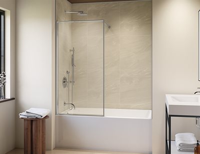 Vespero Fixed tub panel, 1/4 (6mm) glass, 58 H (58 1/4 to top of support bar))