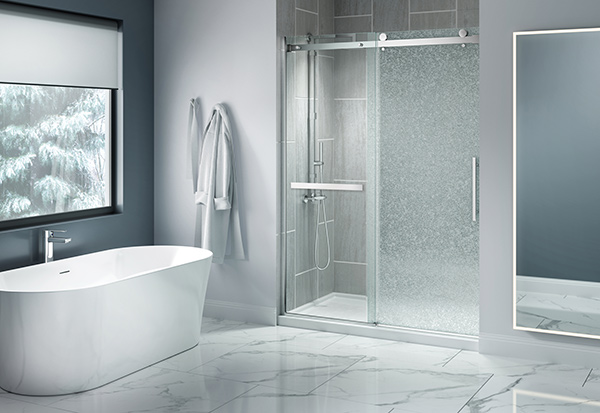 FleurcoSEKUR+ Safety Protection film applied on Novara Plus shower door