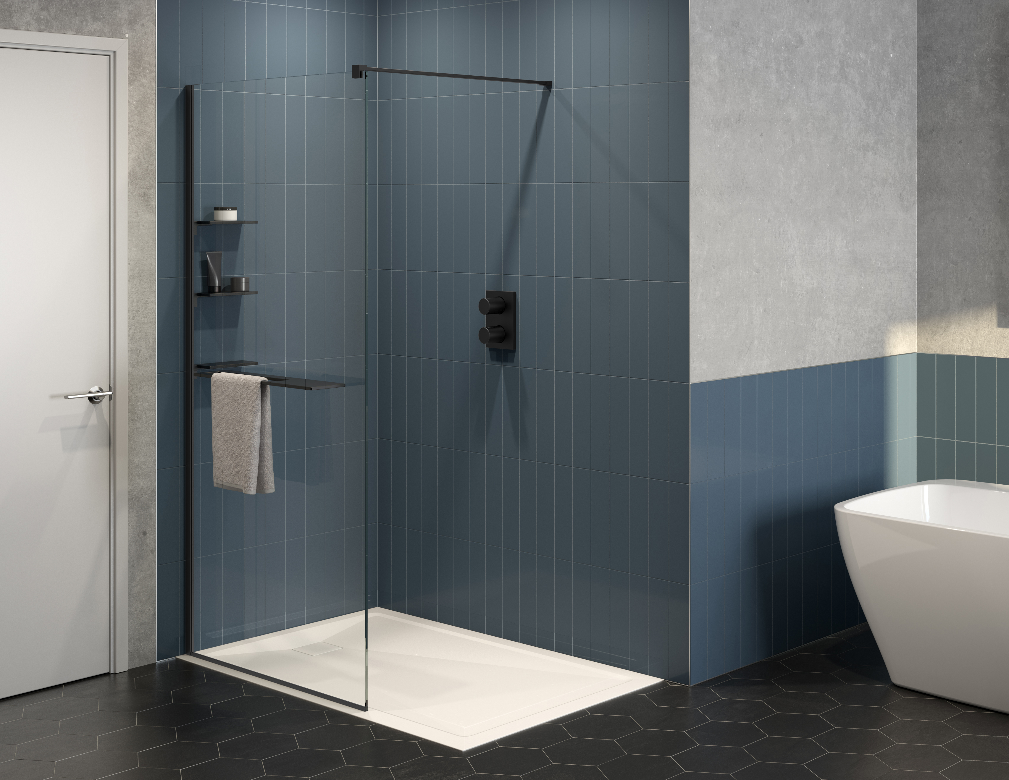 vectra shower panel with accessories