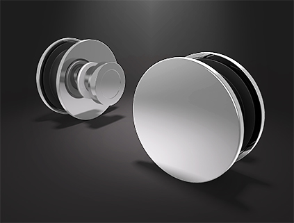 horizon shower door rollers in chrome, isolated on a black background studio environment