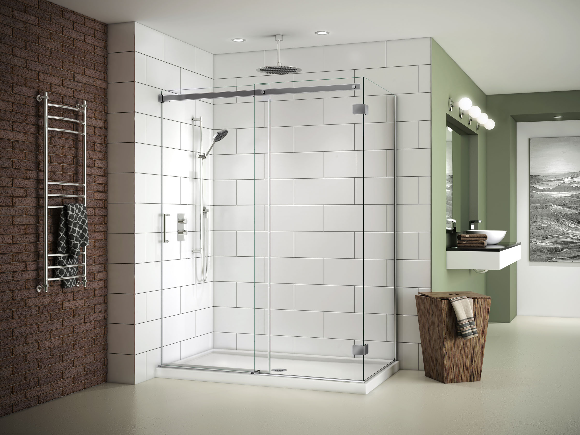 Fleurco 45 48 X 75 32 Apollo Frameless Sliding Shower Door And Details About Fleurco 45 48 X 75 32 Apollo Frameless Sliding Shower Door And Return Panel